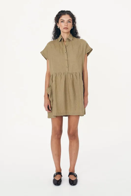 Gina Linen Mini Dress sold by Rowie the Label