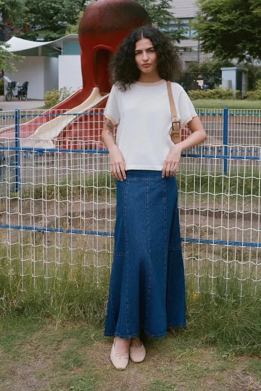 Vashti Denim Midi Skirt sold by Rowie the Label