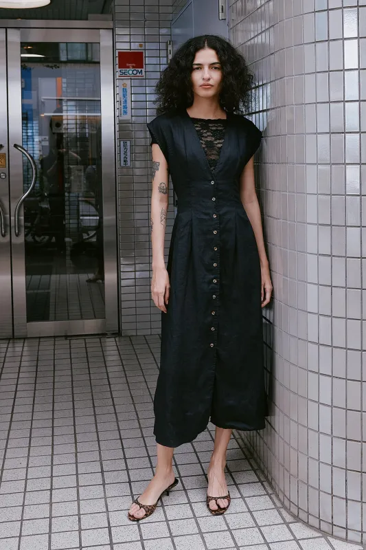 Mira Linen Midi Dress made by Rowie the Label