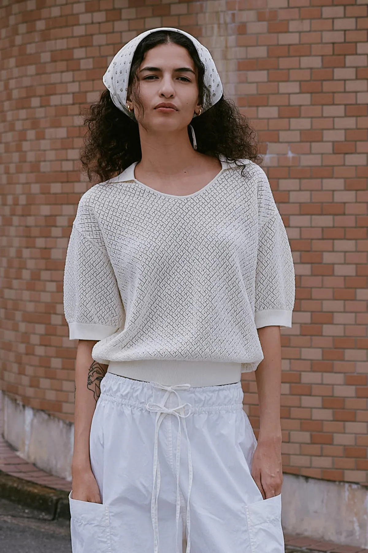 Loretta Pointelle Knit Top sold by Rowie the Label