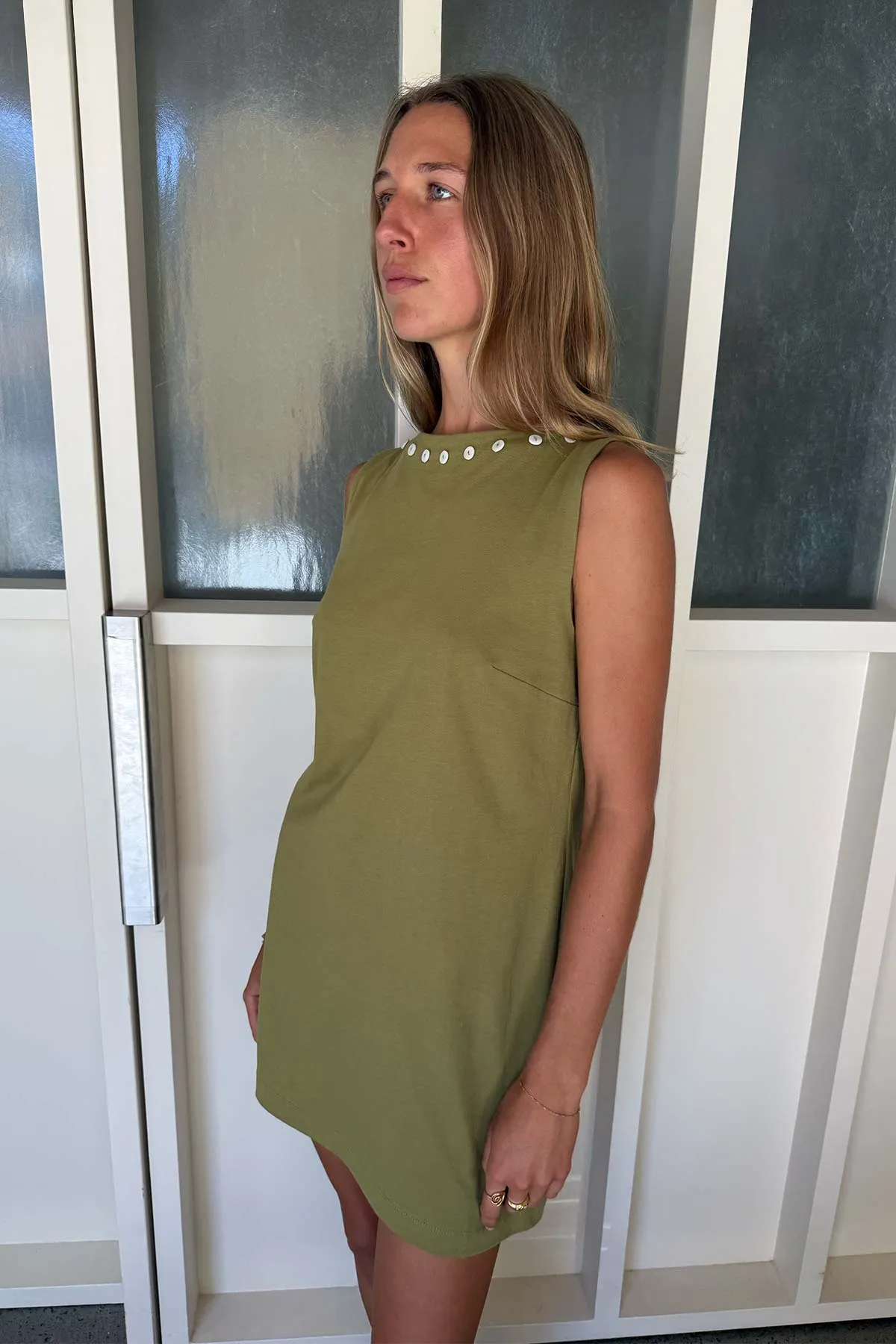 Muriel Button Boatneck Mini Dress sold by Rowie the Label product image thumbnail 4