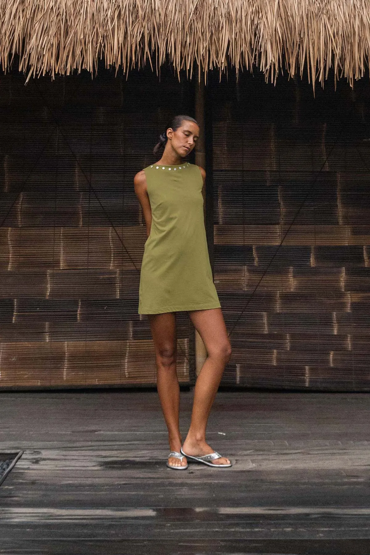 Muriel Button Boatneck Mini Dress sold by Rowie the Label product image thumbnail 3