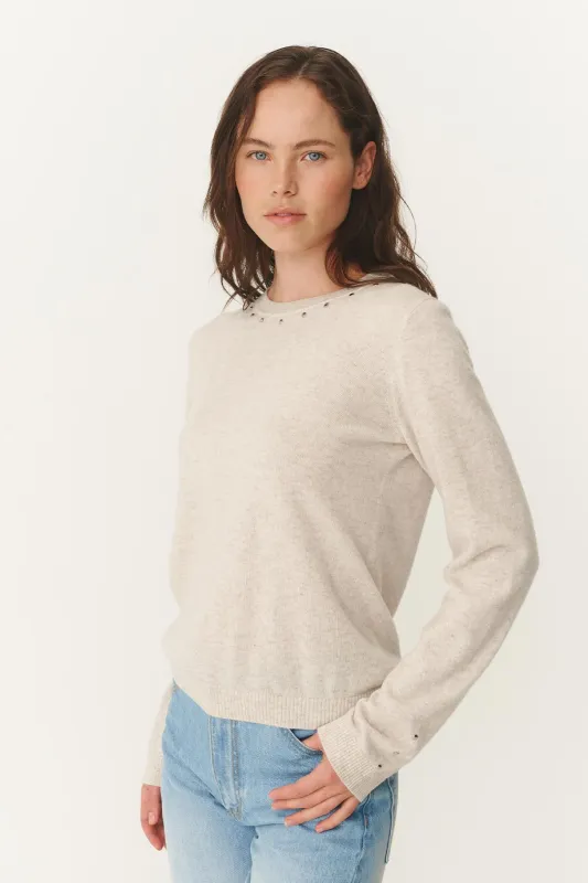 Emaline Stud Merino Knit Top made by Rowie the Label