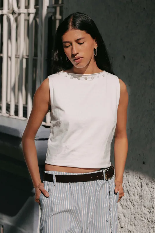 Muriel Button Boatneck Tank made by Rowie the Label