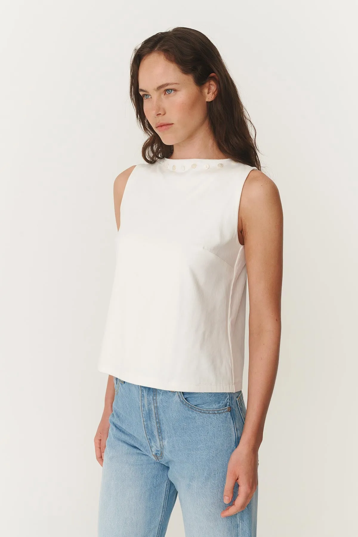 Muriel Button Boatneck Tank sold by Rowie the Label product image thumbnail 5