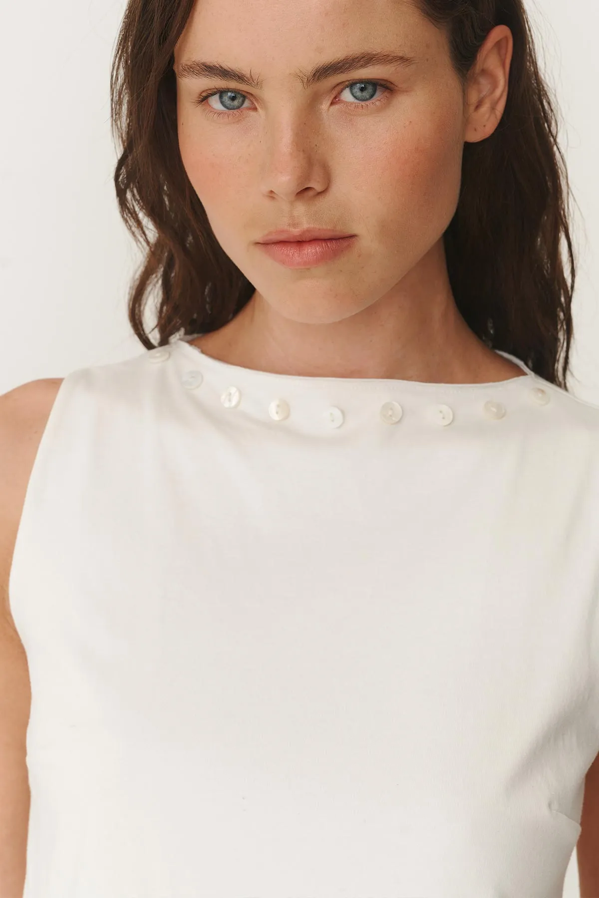 Muriel Button Boatneck Tank sold by Rowie the Label product image thumbnail 4