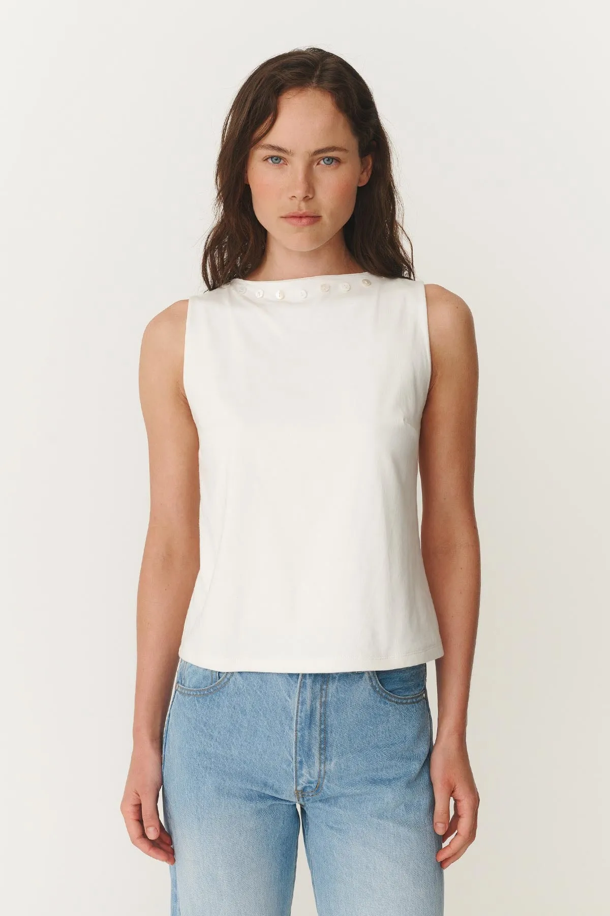 Muriel Button Boatneck Tank sold by Rowie the Label product image thumbnail 3