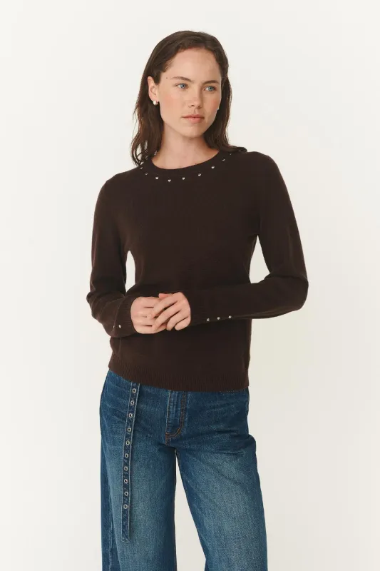 Emaline Stud Merino Knit Top made by Rowie the Label