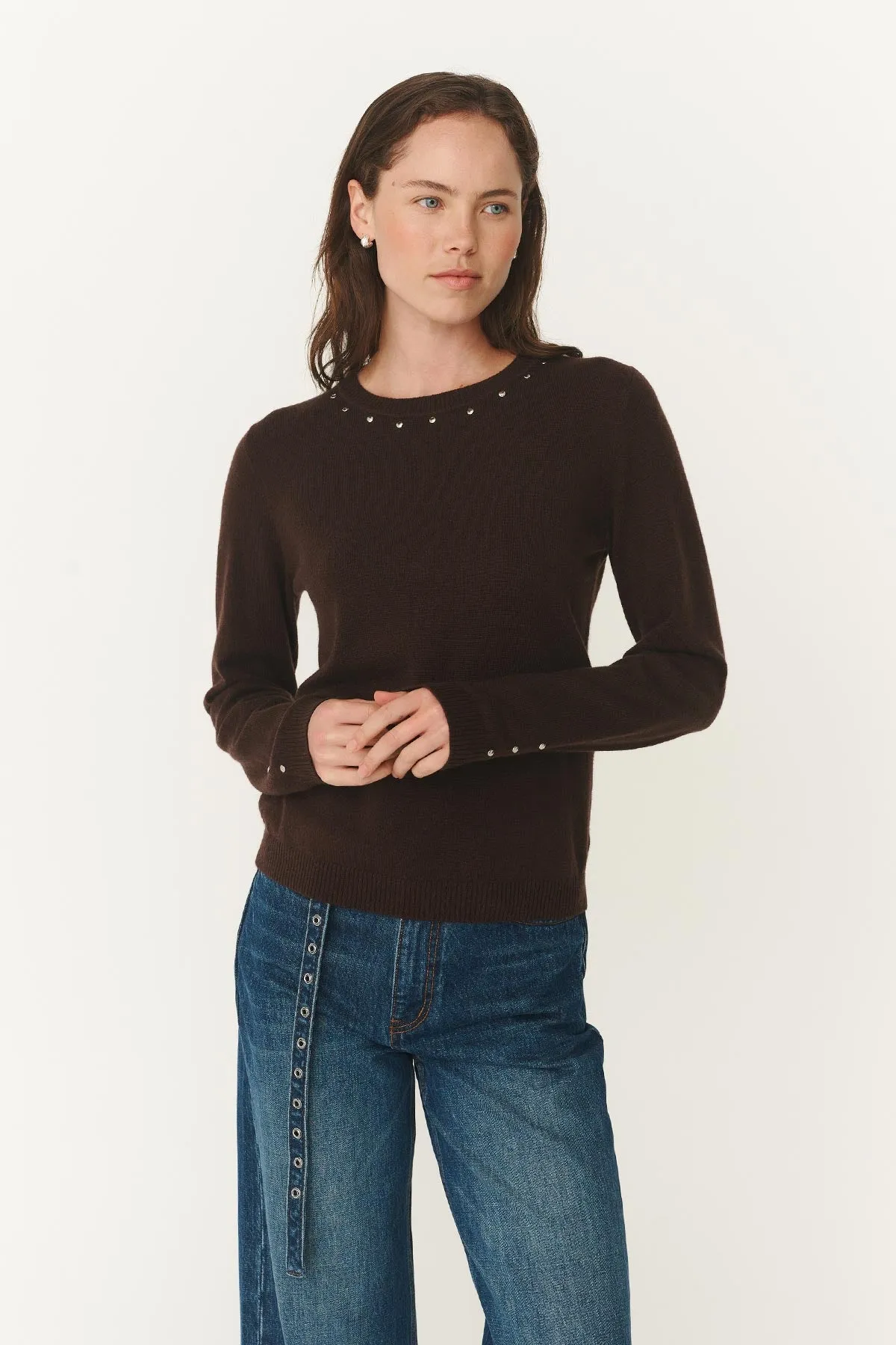 Emaline Stud Merino Knit Top sold by Rowie the Label