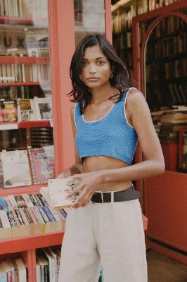 Zoe Knit Crop Ocean Blue sold by Rowie the Label