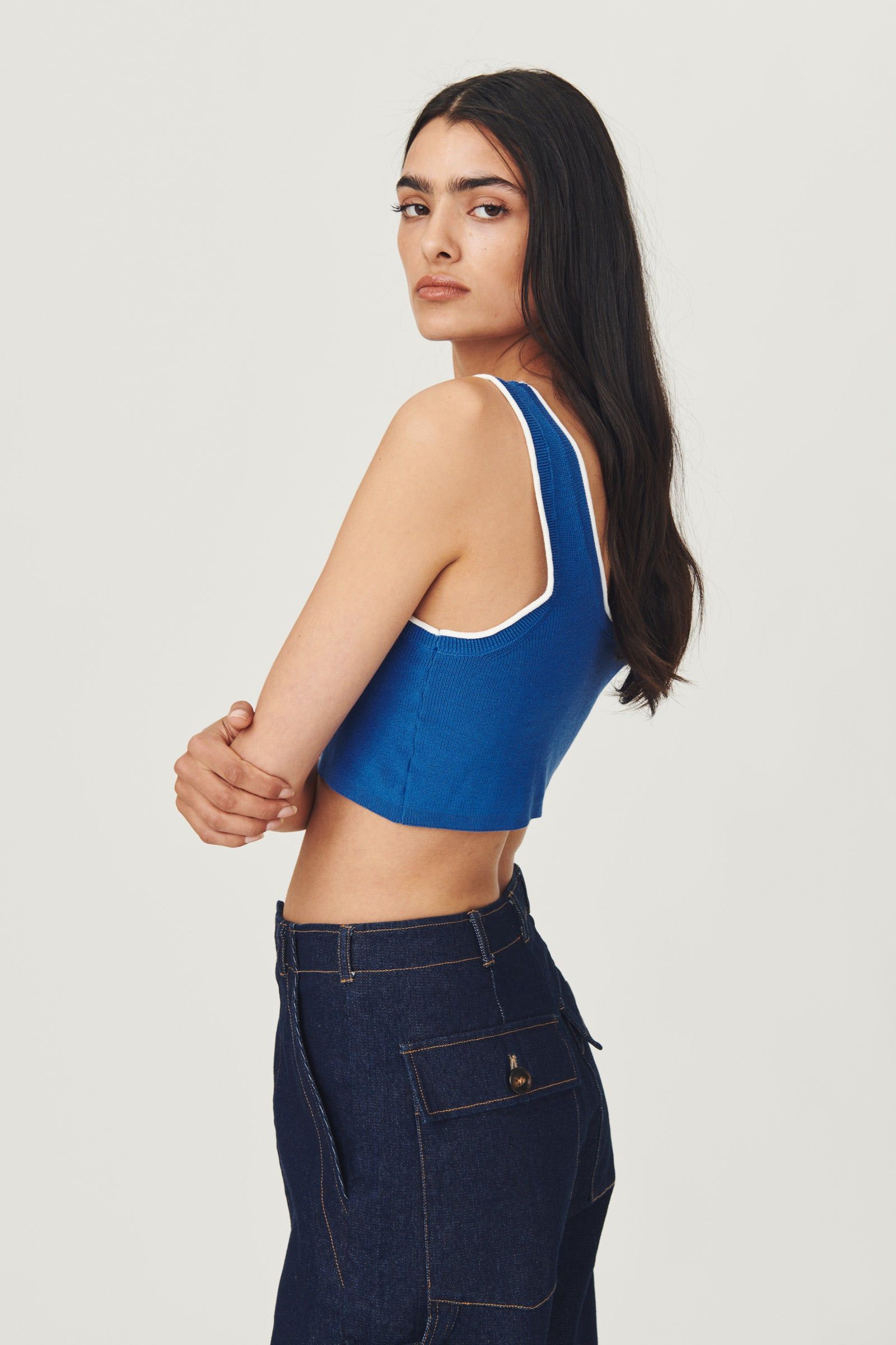 Zoe Knit Crop Ocean Blue sold by Rowie the Label product image thumbnail 4