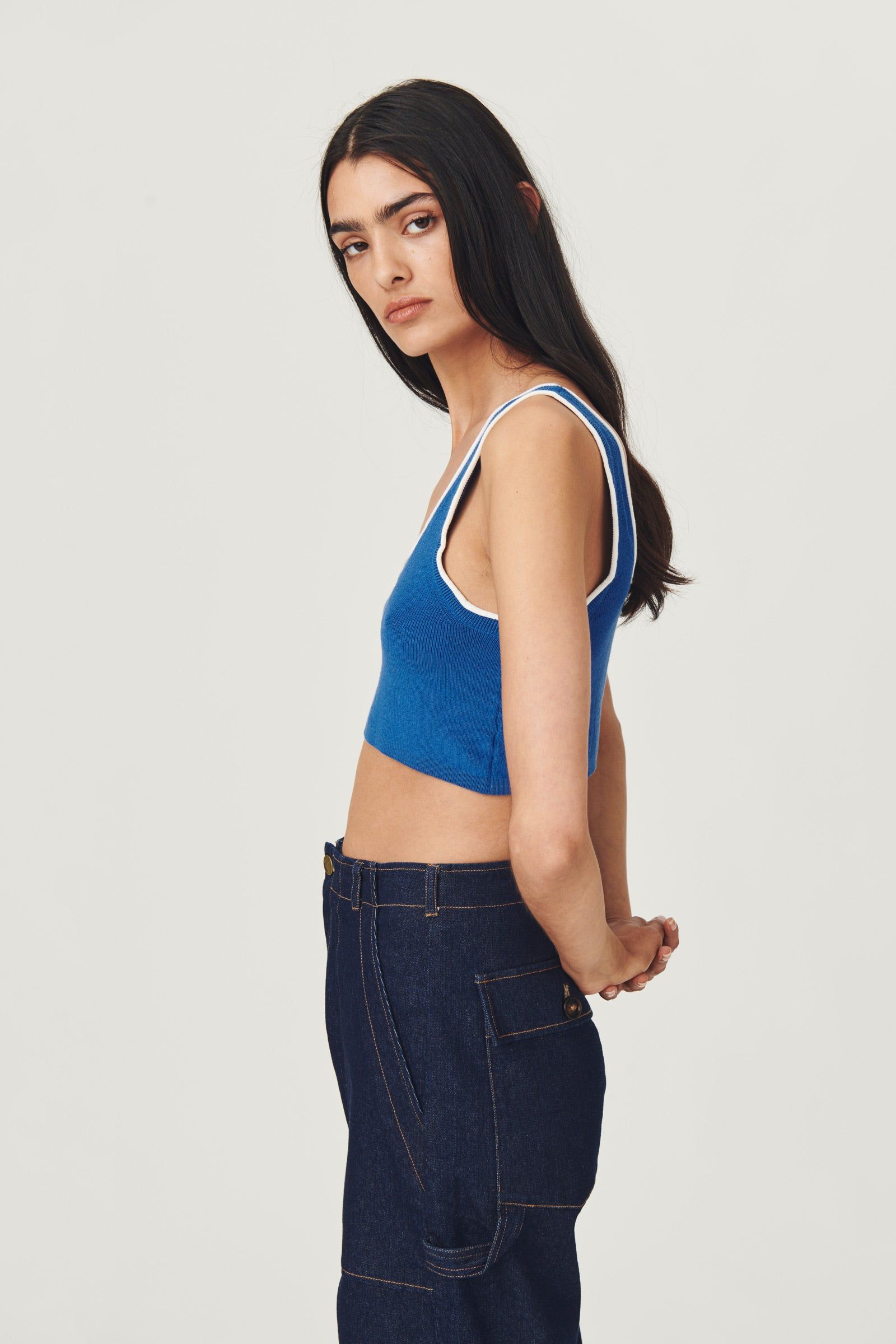 Zoe Knit Crop Ocean Blue sold by Rowie the Label product image thumbnail 3