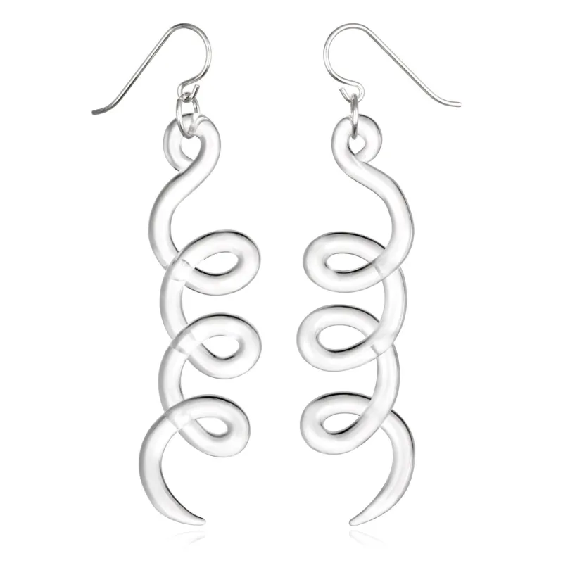 Glass Triple Cursive Curve Earrings sold by Roxann Slate