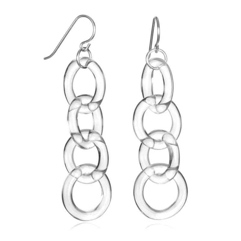 Glass Circle Chain Earrings sold by Roxann Slate