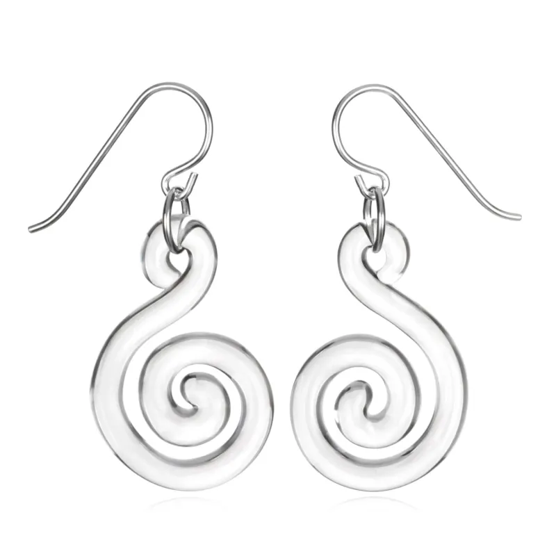 Glass Small Flat Spiral Earrings sold by Roxann Slate