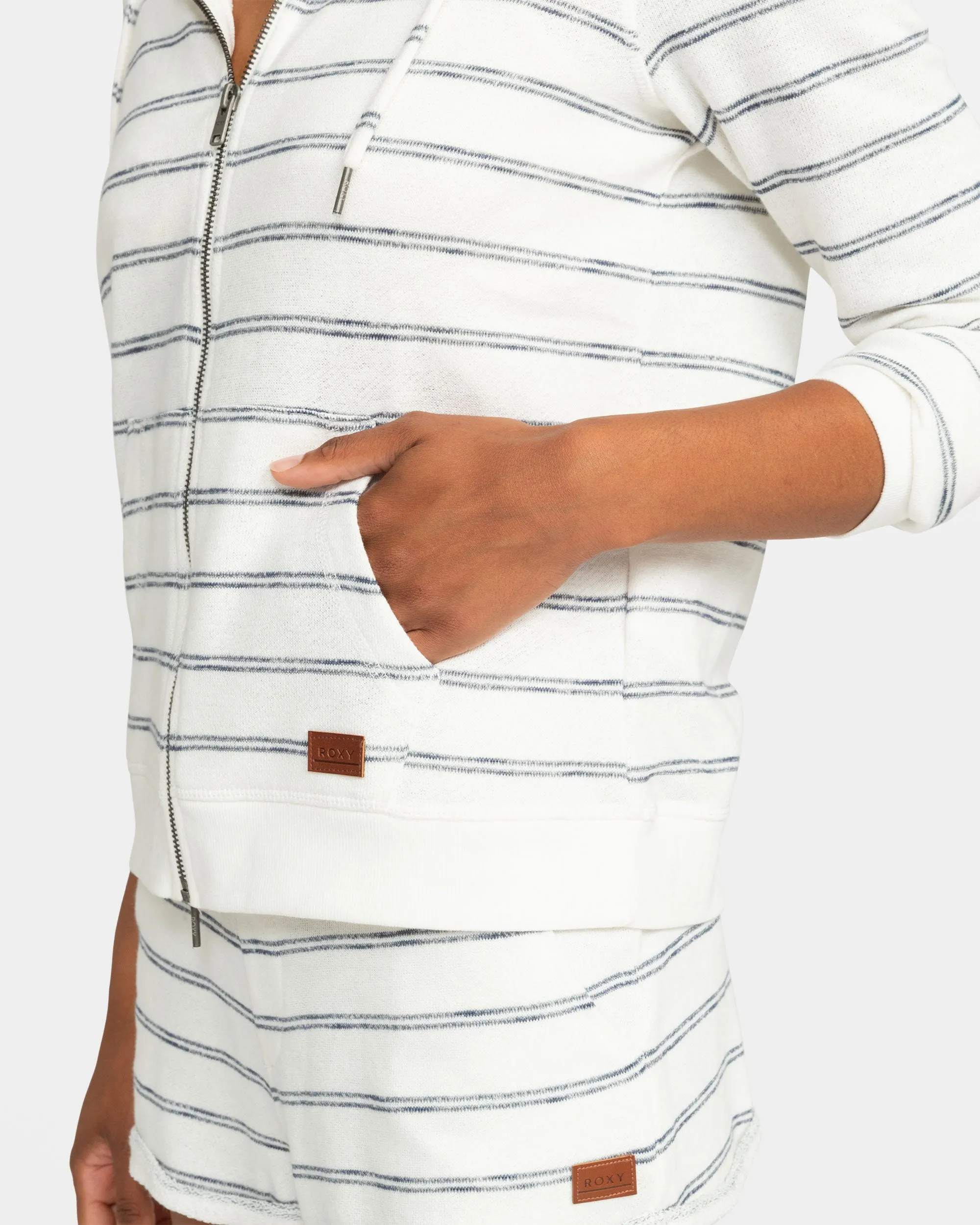 Perfect Wave Stripes Zip Hoodie - Snow White Horiz Will Stripes sold by Roxy product image thumbnail 5