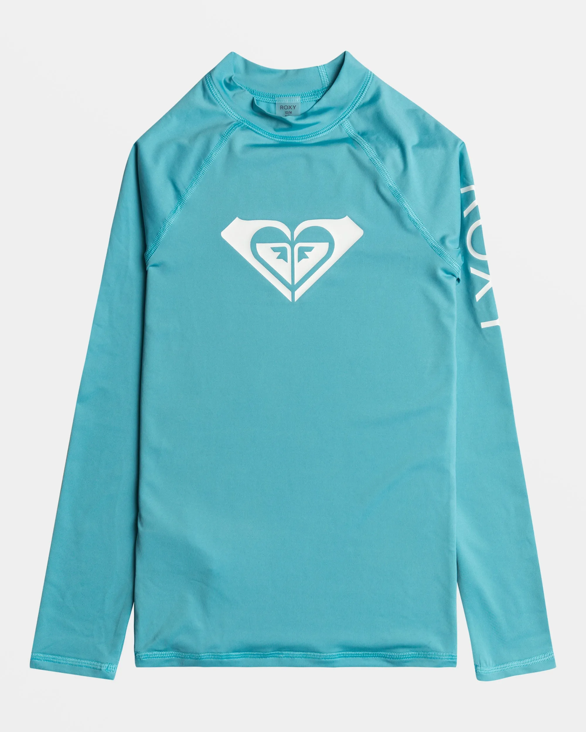 Girls 7-16 Whole Hearted Long Sleeve UPF 50 Rashguard - Maui Blue sold by Roxy
