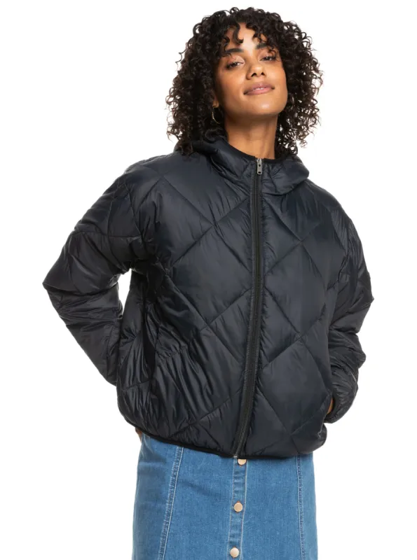 Wind Swept Lightweight Hooded Packable Jacket - Anthracite sold by Roxy