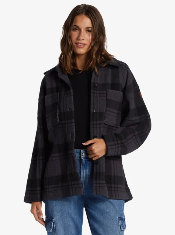 Next Adventure Printed Zip-Up Fleece Shirt - Turbulence Swell Check sold by Roxy