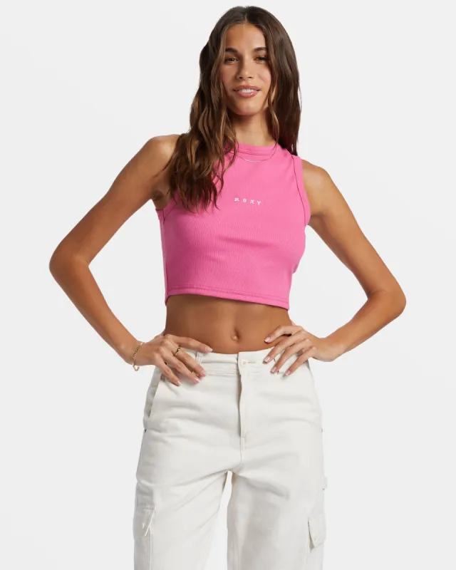 Roxify Fitted Ribbed Tank - Shocking Pink sold by Roxy