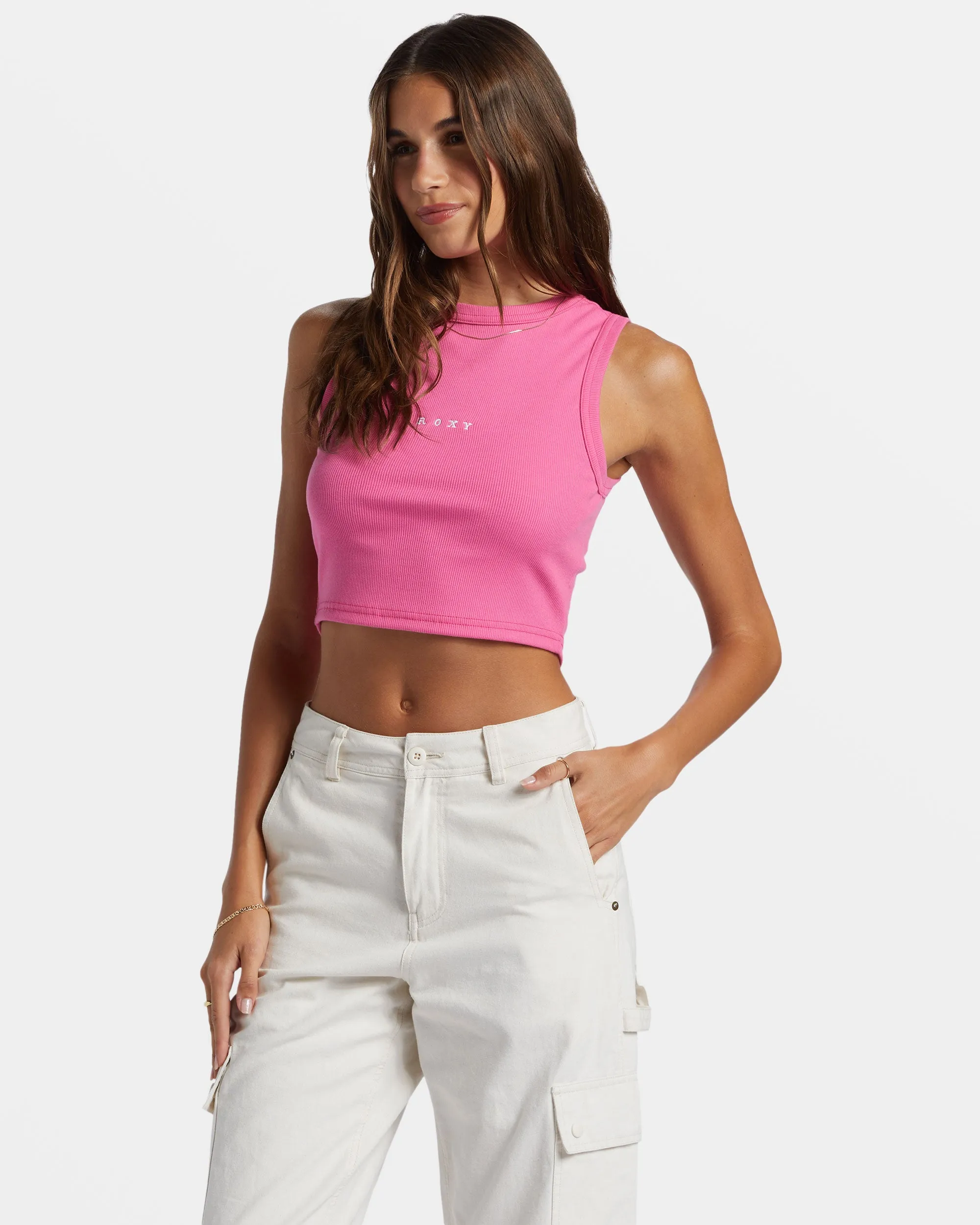 Roxify Fitted Ribbed Tank - Shocking Pink sold by Roxy product image thumbnail 5
