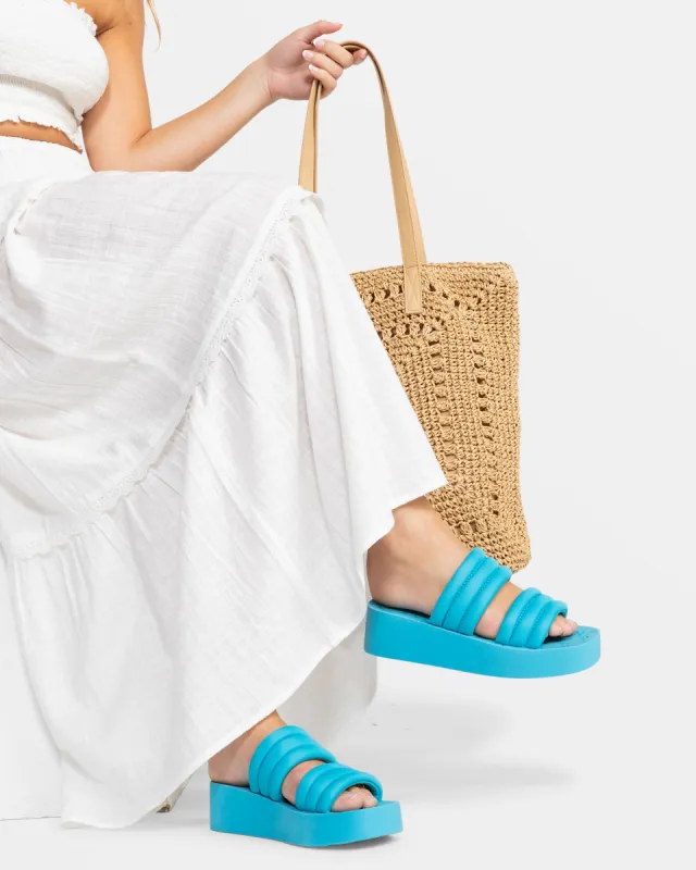 Totally Tubular Slide Sandals - Aqua sold by Roxy