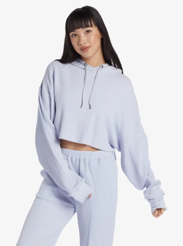 Chloe Kim Off Duty Crop Hoodie - Halogen Blue made by Roxy