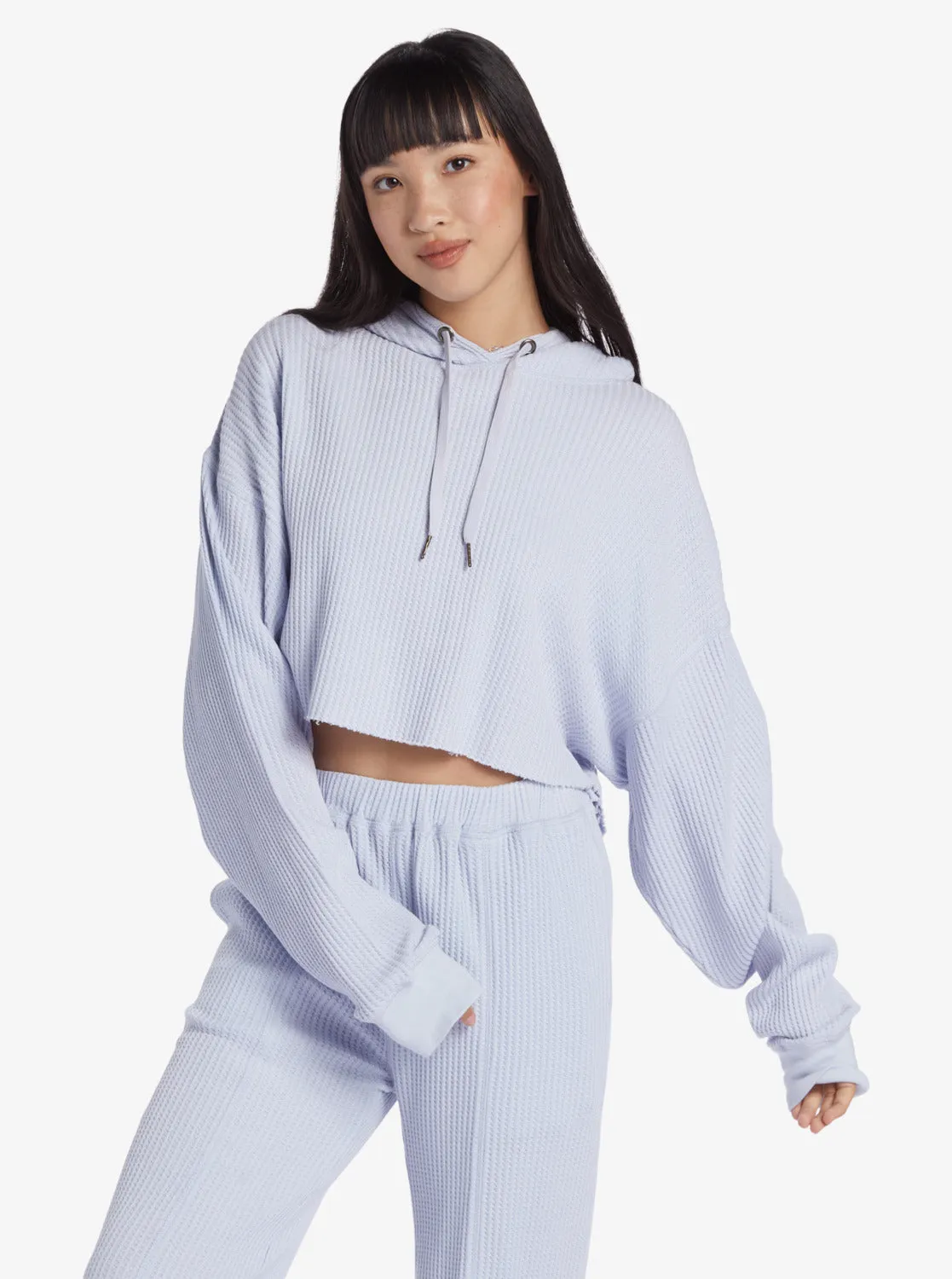 Chloe Kim Off Duty Crop Hoodie - Halogen Blue sold by Roxy