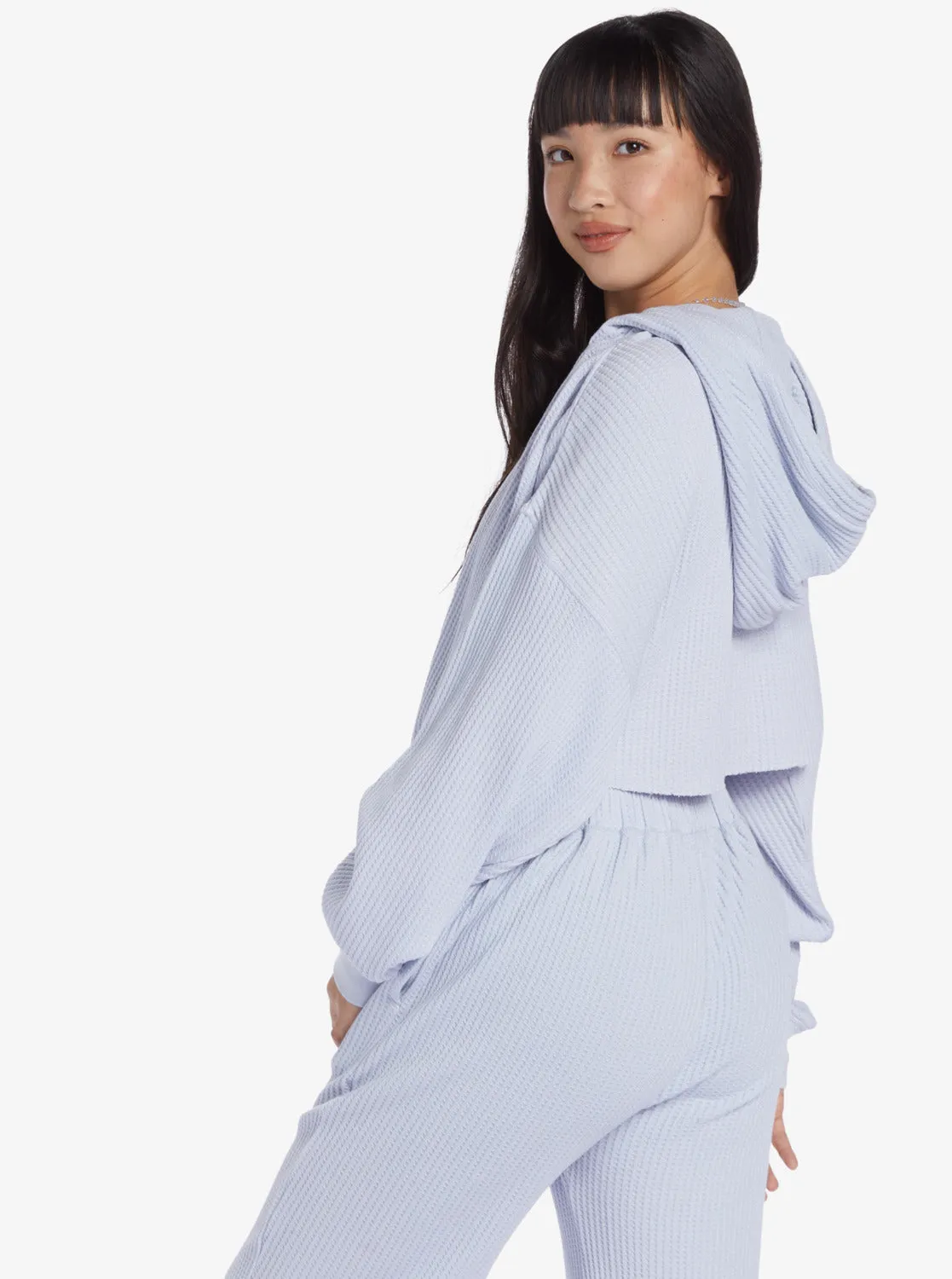 Chloe Kim Off Duty Crop Hoodie - Halogen Blue sold by Roxy product image thumbnail 5