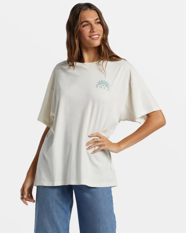 Paper Moon Oversized T-Shirt - Egret made by Roxy
