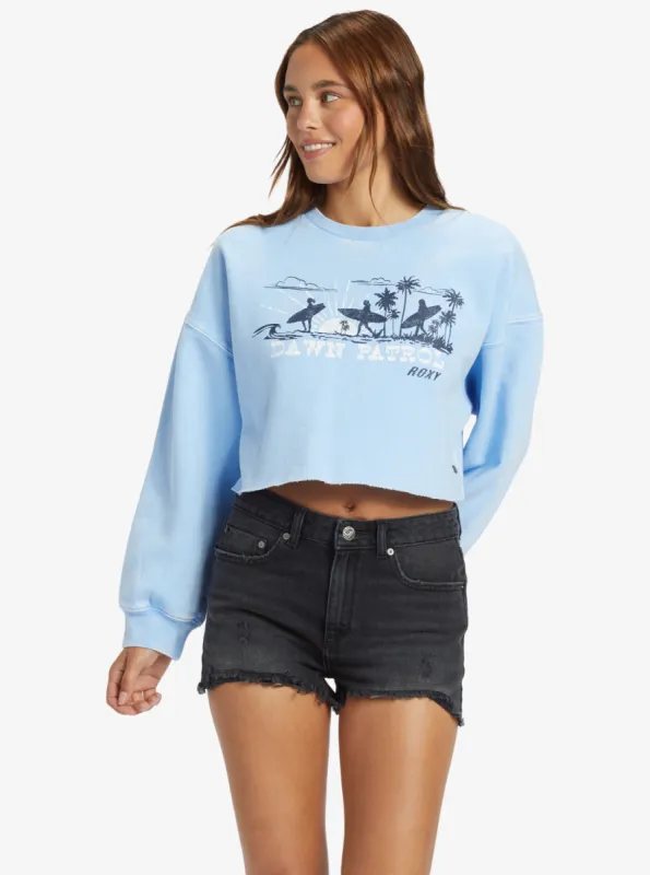 Morning Hike Crop Sweatshirt - Bel Air Blue sold by Roxy