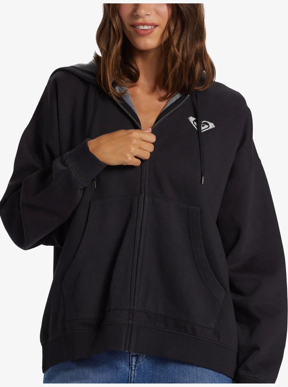 Lineup Oversized Zip-Up Hoodie - Anthracite sold by Roxy product image thumbnail 3