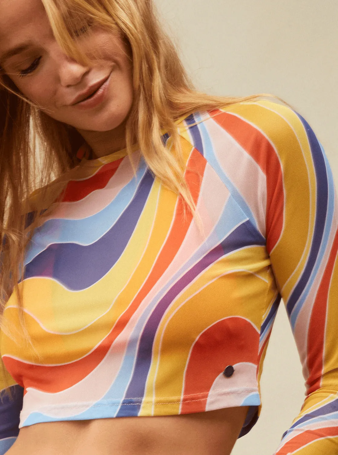 Just A Friend Logn Sleeve Mesh Crop Top - Tiger Lily Cruz sold by Roxy product image thumbnail 4