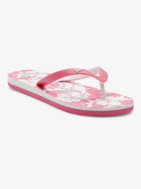 Girls 4-16 Tahiti Flip-Flops - Super Pink/White sold by Roxy
