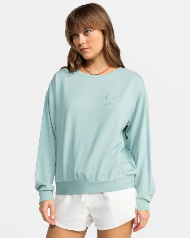 Surfing By Moonlight Crew Neck Sweatshirt - Blue Surf sold by Roxy