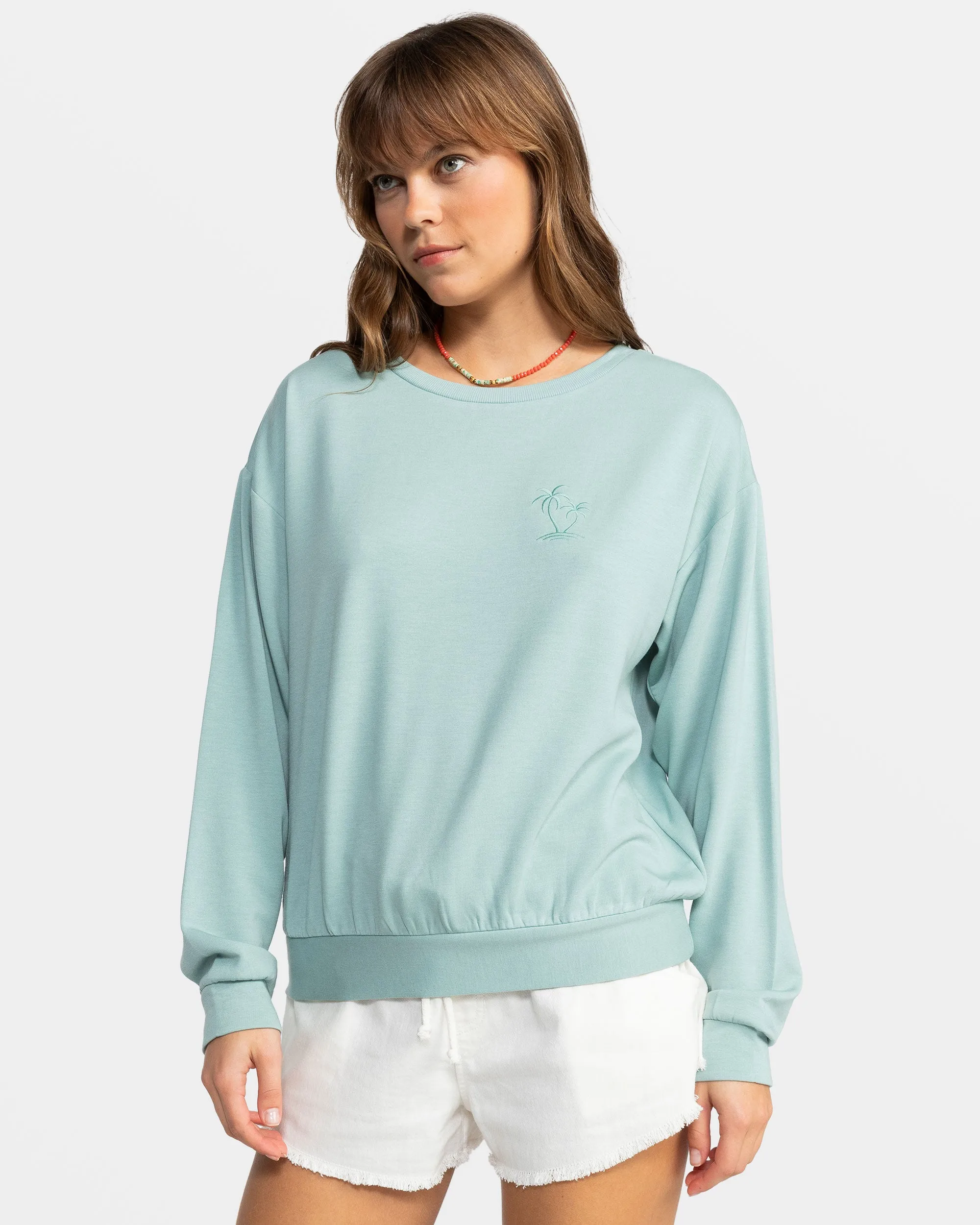 Surfing By Moonlight Crew Neck Sweatshirt - Blue Surf sold by Roxy