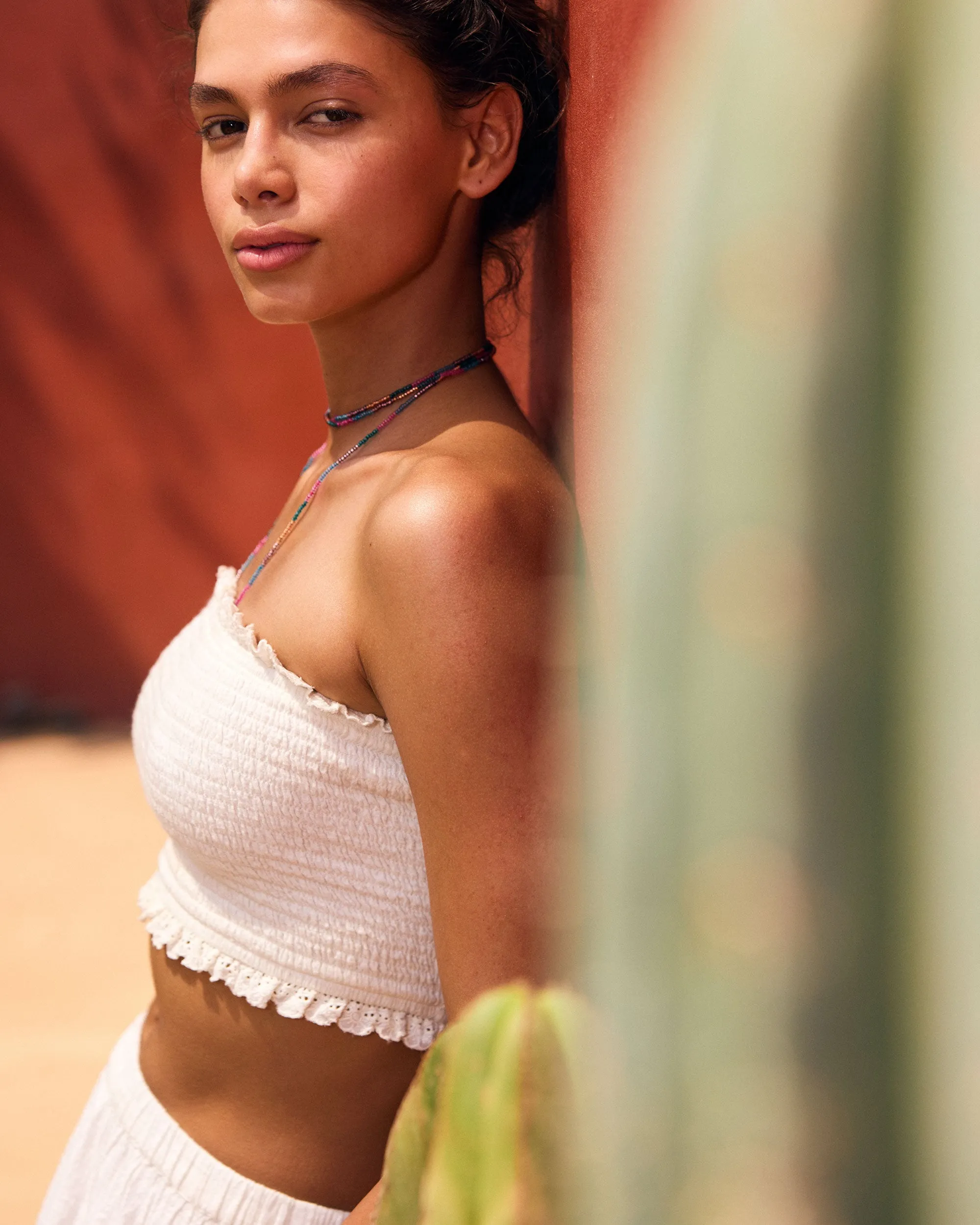 Warm Waters Eyelet Smocked Tube Top - Snow White sold by Roxy product image thumbnail 2