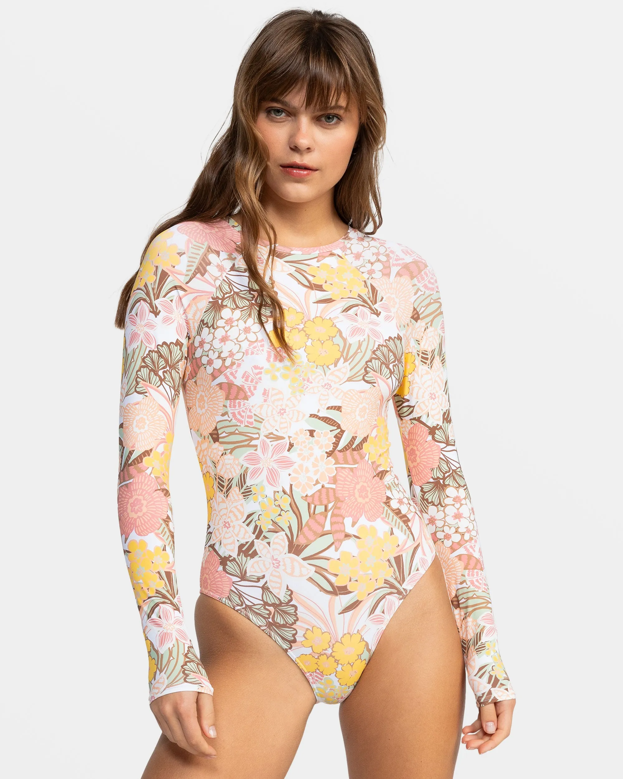 Playa Paradise Long Sleeve Rashguard Onesie - White Viva La Vida sold by Roxy