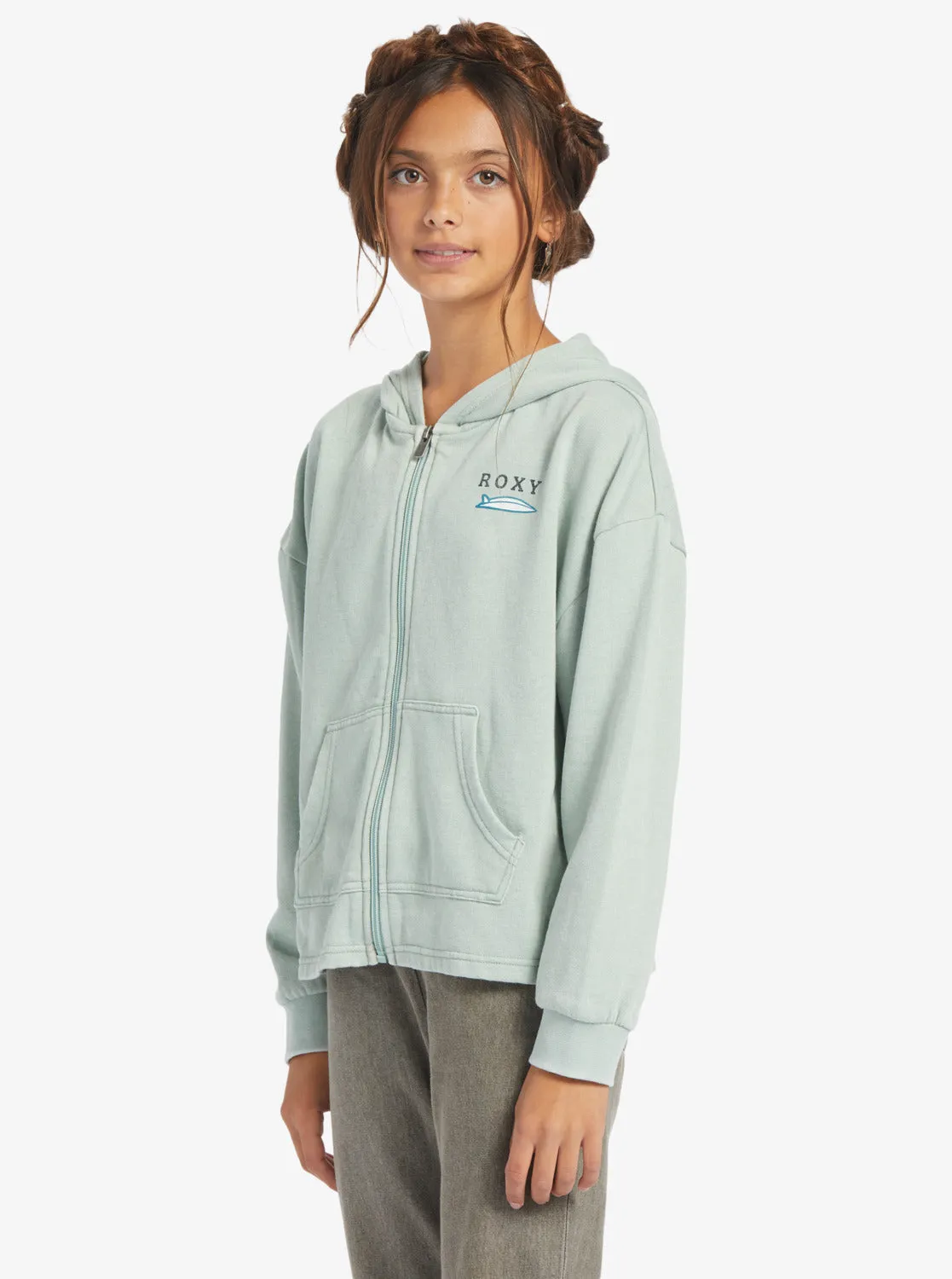 Girls 4-16 Early In The Morning B Zip-Up Hoodie - Blue Surf sold by Roxy product image thumbnail 2