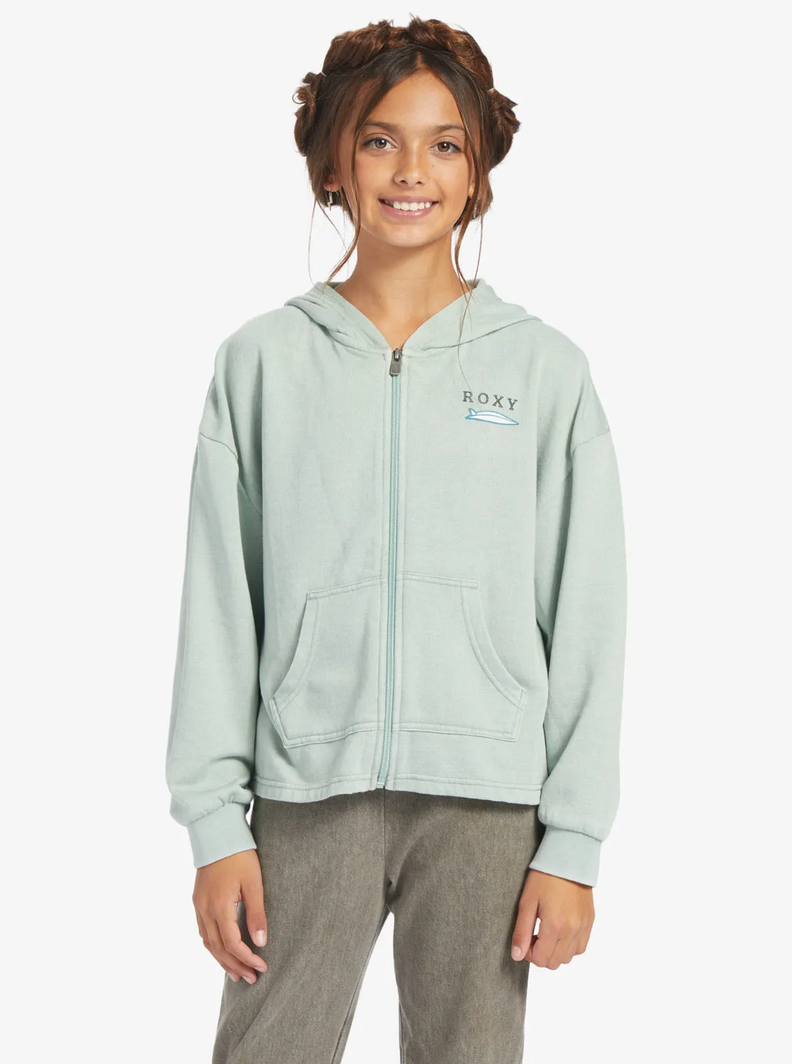 Girls 4-16 Early In The Morning B Zip-Up Hoodie - Blue Surf sold by Roxy