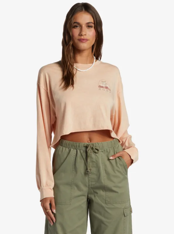 Palm Arcana Cropped Oversized Long Sleeve T-Shirt - Salmon sold by Roxy