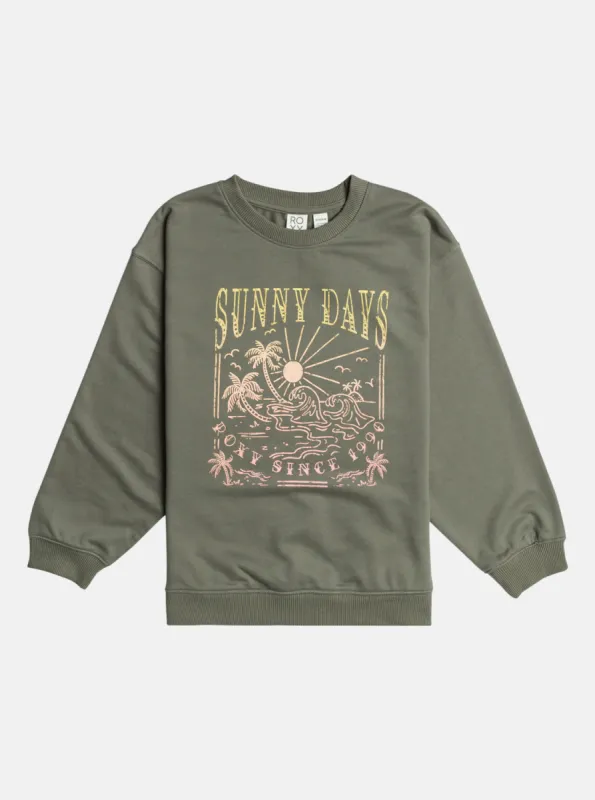 Girls 4-16 Morning Hike B Crew Neck Sweatshirt - Agave Green sold by Roxy