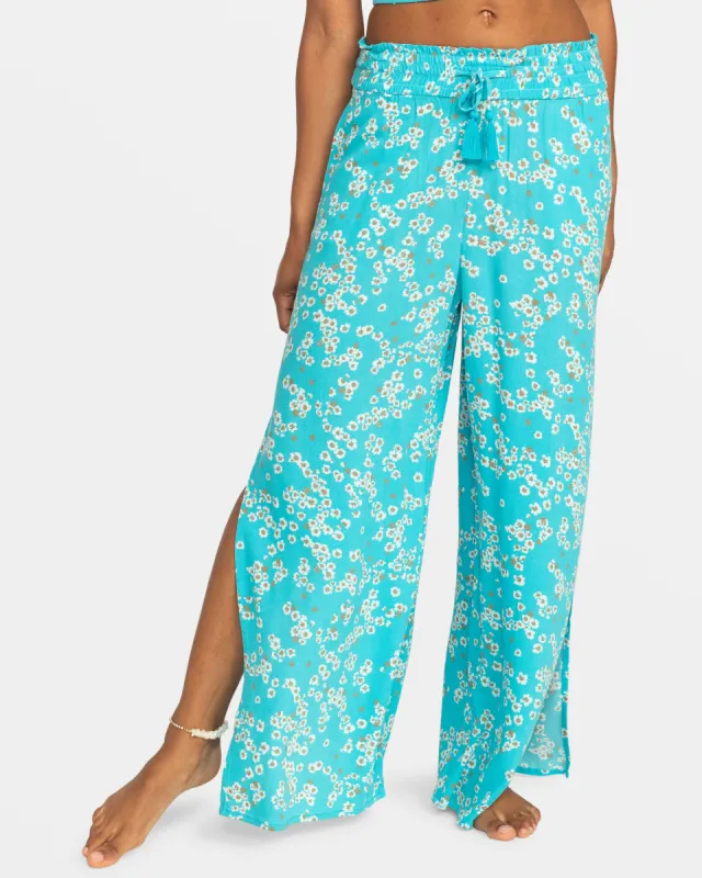 Tropical Rhythm Wide Leg Beach Pants - Maui Blue Margarita sold by Roxy