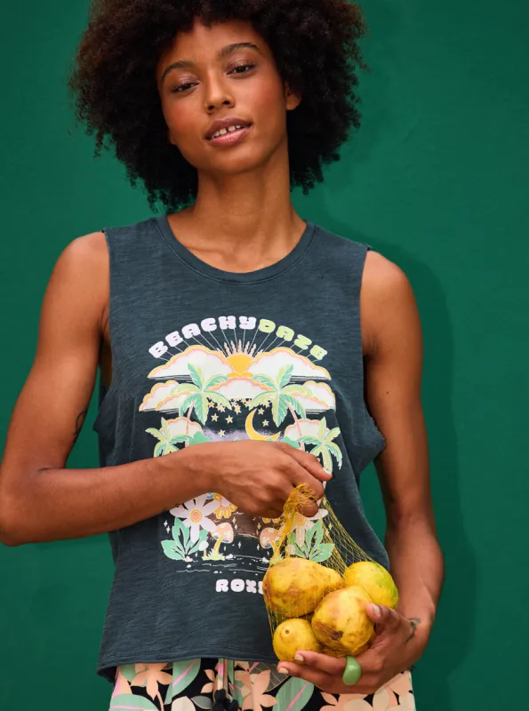 Beachy Days Muscle Tank - Anthracite sold by Roxy