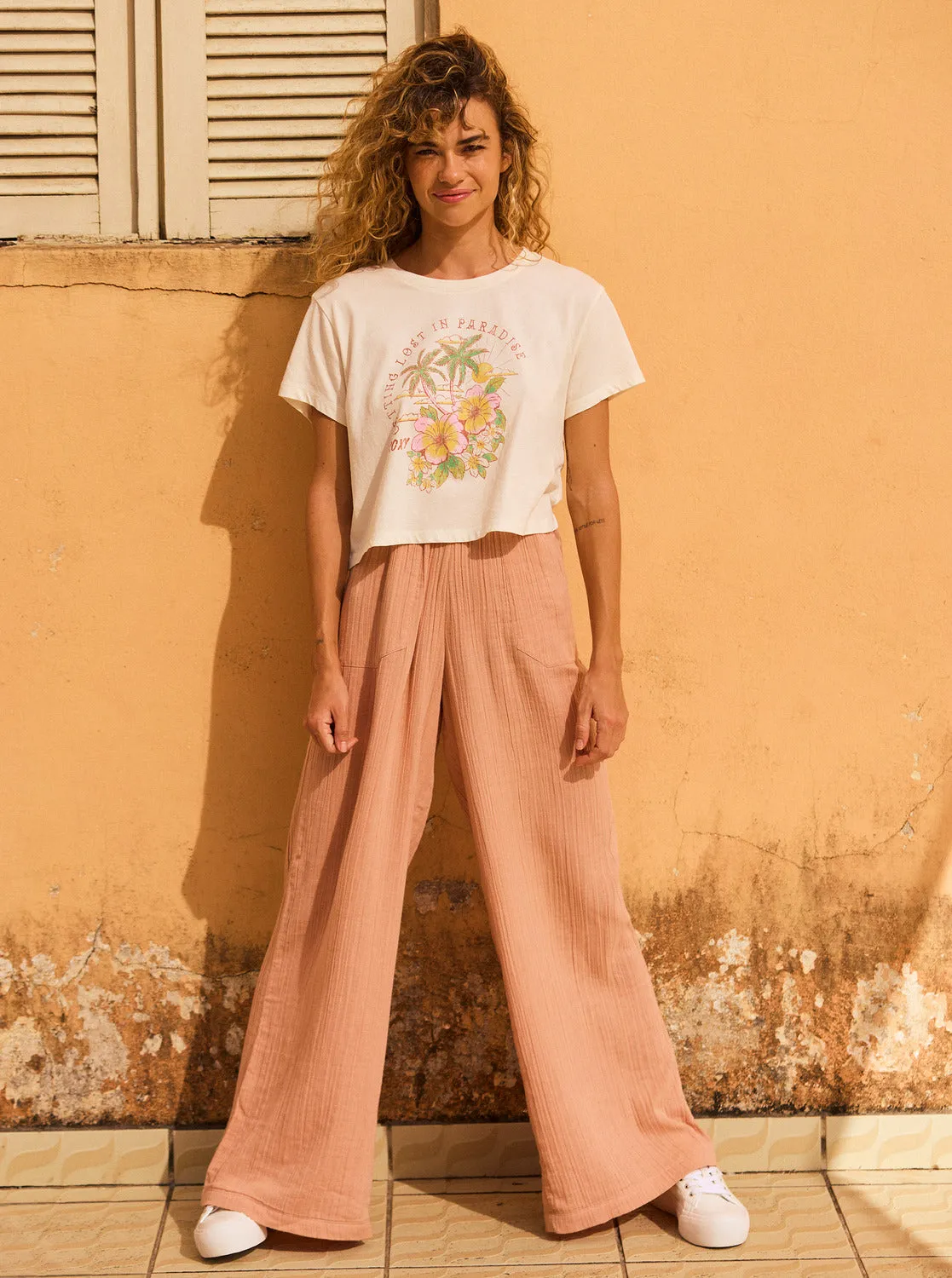 Hibiscus Paradise Cropped T-Shirt - Snow White sold by Roxy product image thumbnail 3