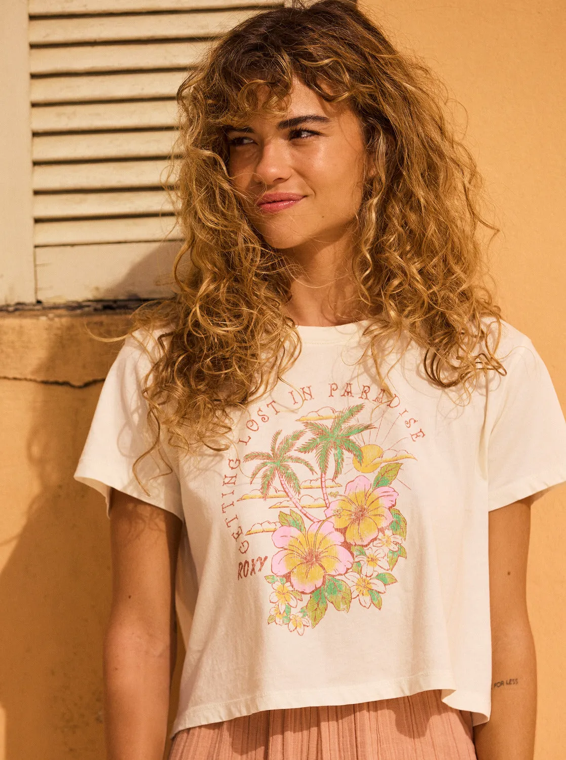 Hibiscus Paradise Cropped T-Shirt - Snow White sold by Roxy