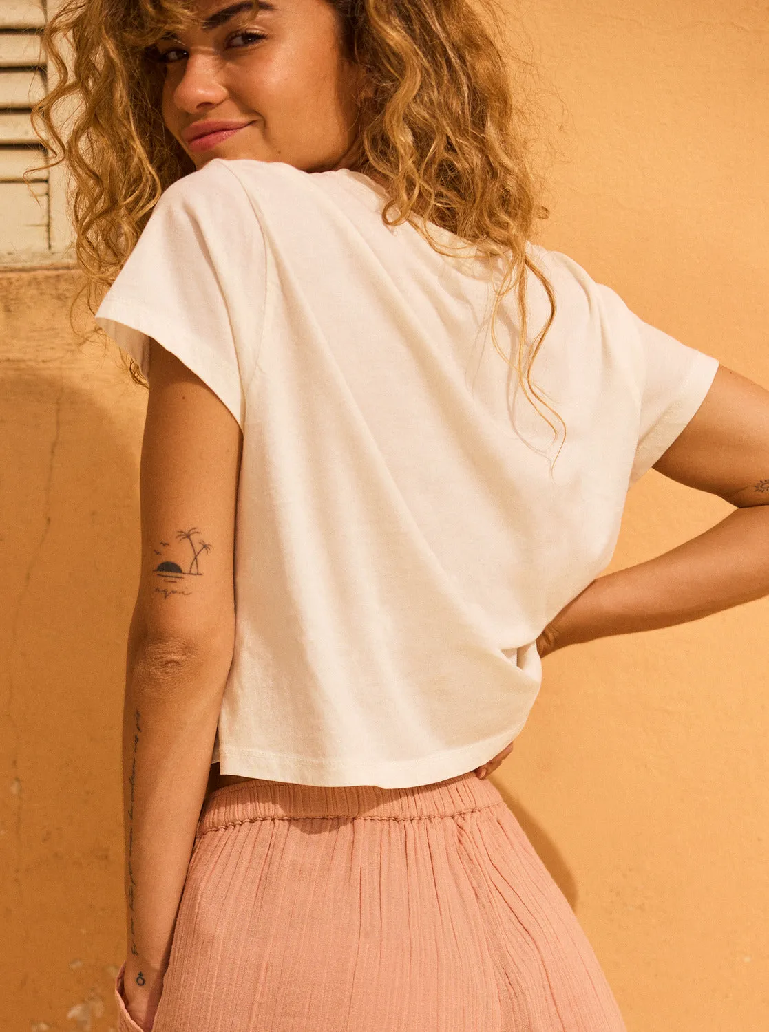 Hibiscus Paradise Cropped T-Shirt - Snow White sold by Roxy product image thumbnail 2