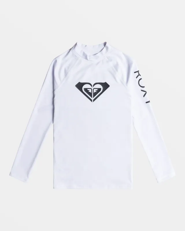 Girls 7-16 Whole Hearted Long Sleeve UPF 50 Rashguard - Bright White sold by Roxy