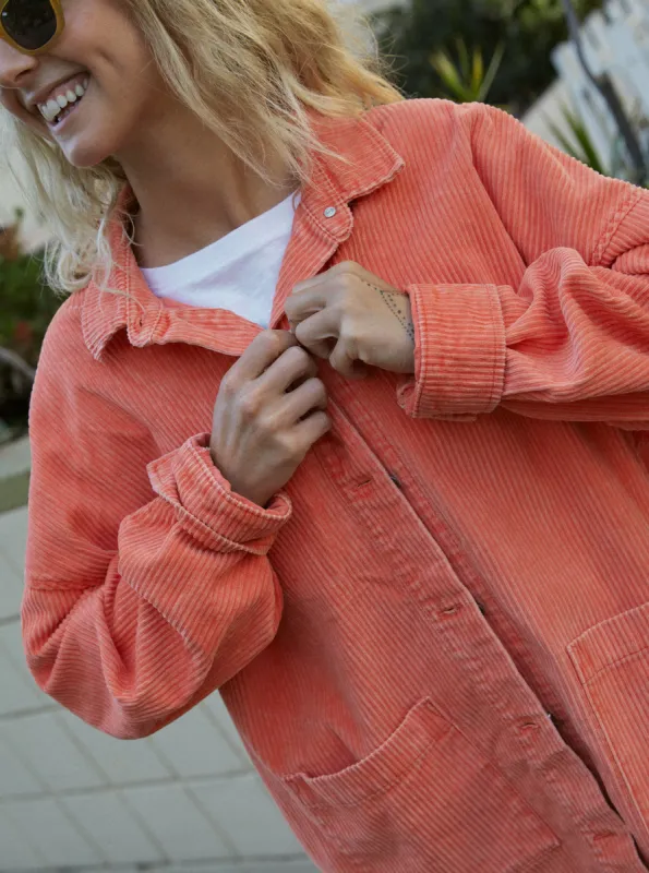 Kick Back Washed Corduroy Long Sleeve Overshirt - Tigerlily made by Roxy