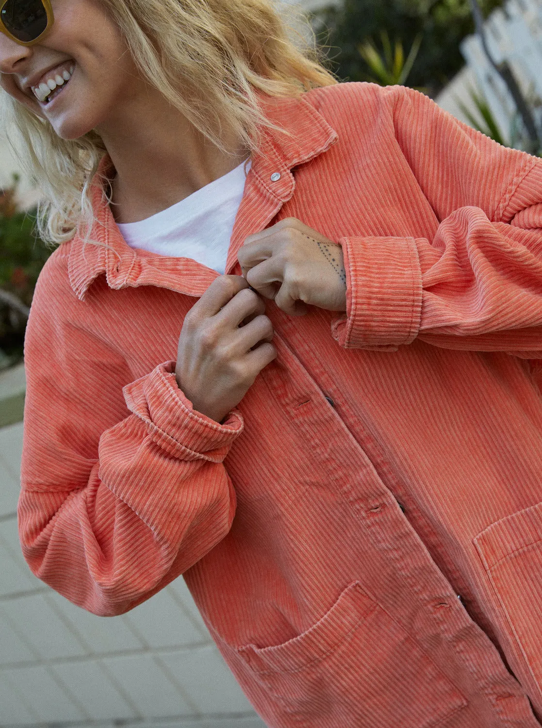Kick Back Washed Corduroy Long Sleeve Overshirt - Tigerlily sold by Roxy